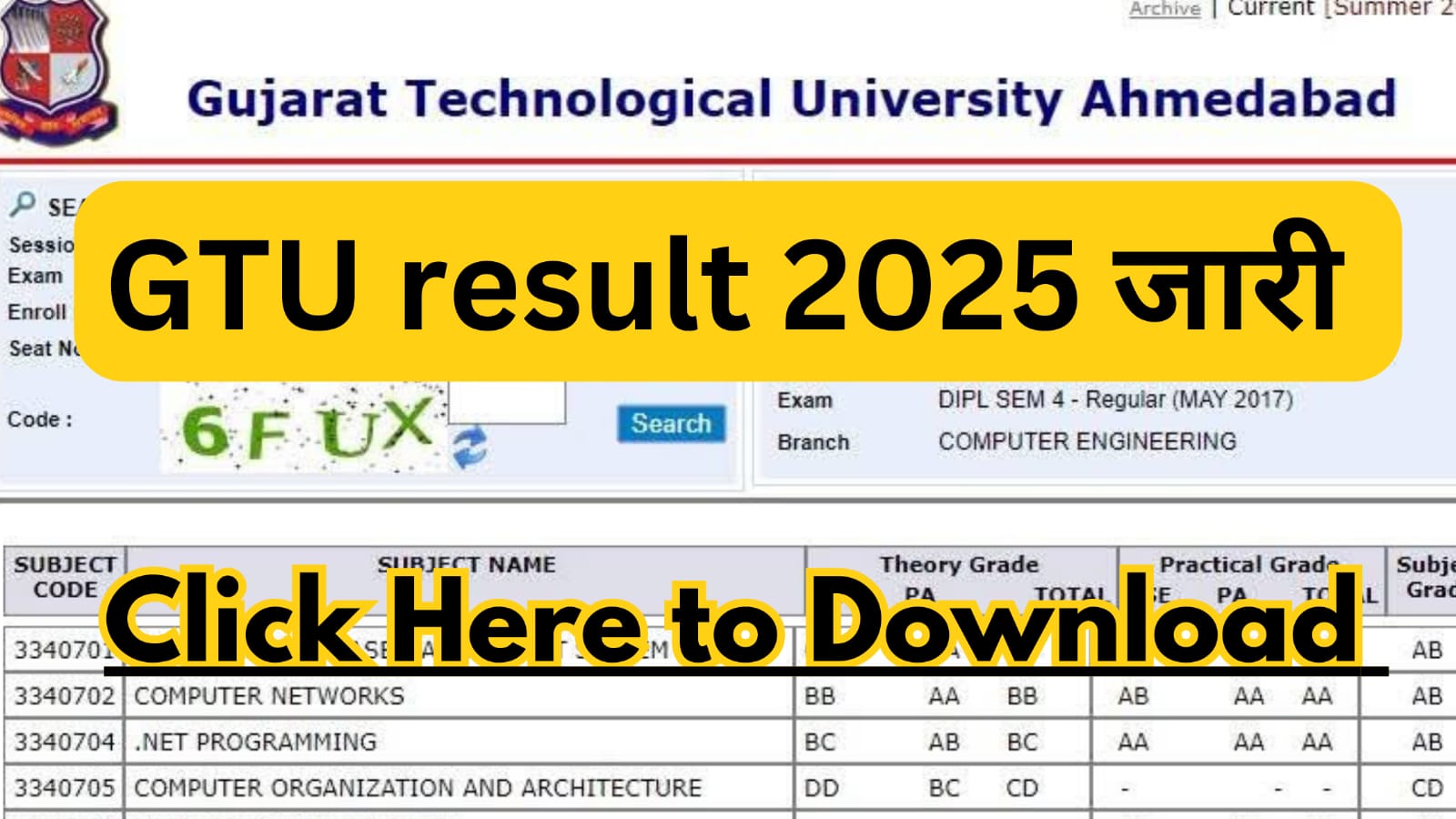 GTU Result 2025 Out for BE, CS and others @ gtu.ac.in, direct link here