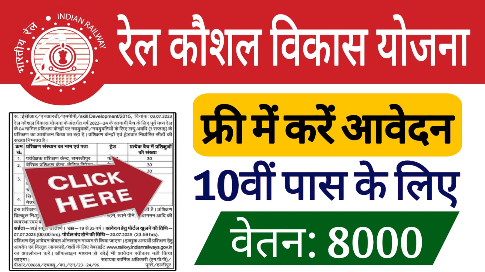 Rail Kaushal Vikas Yojana 2025, 10th Pass Salary 8000, Apply Online (Free)
