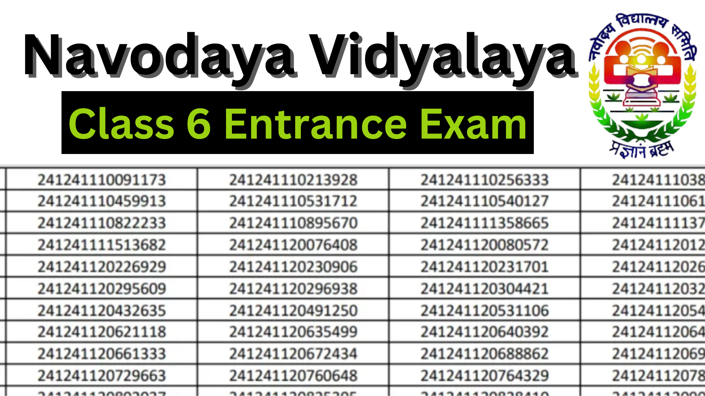JNVST Class 6 Entrance Result 2025