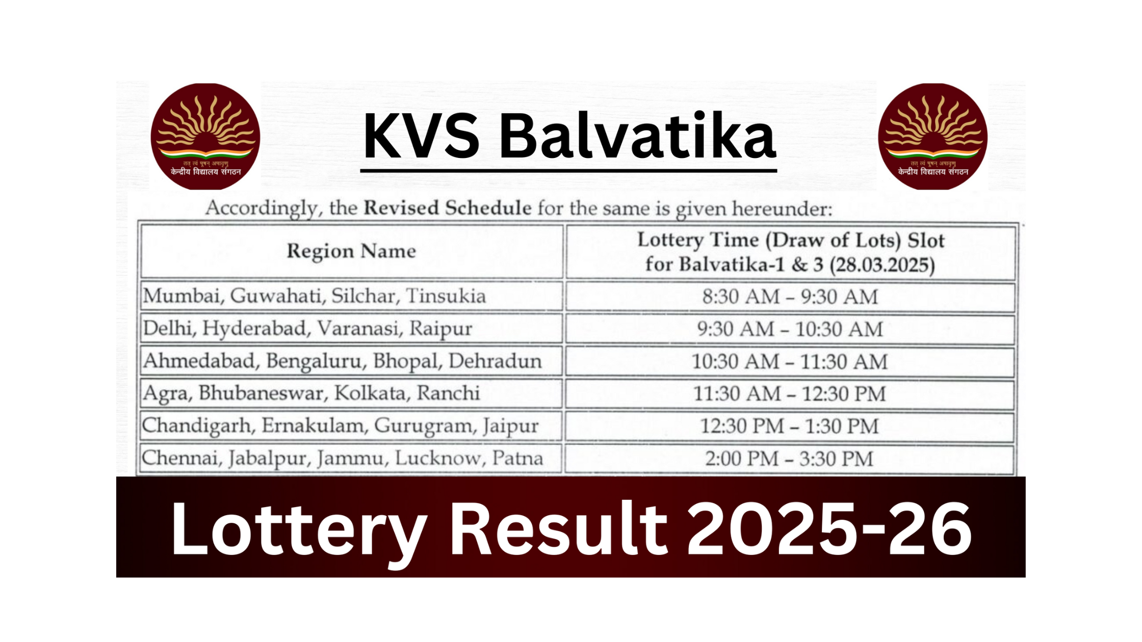 KVS Balvatika Lottery Result 2025