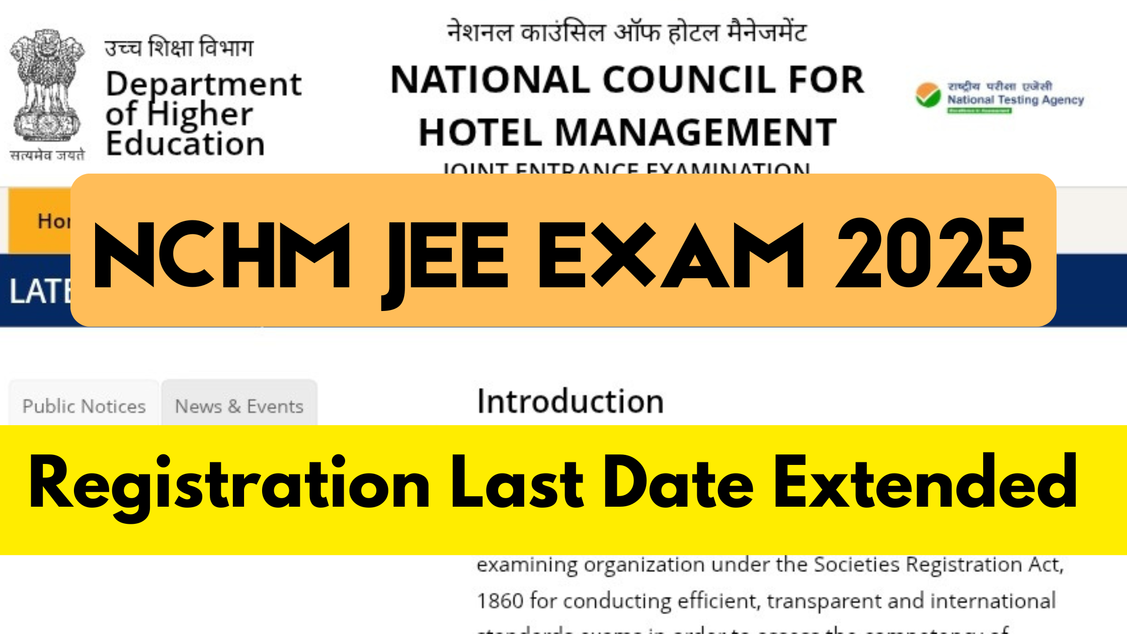 NCHM JEE 2025 Extended Registration