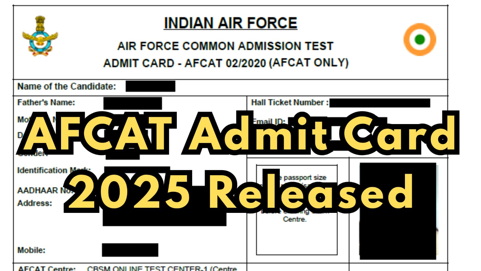 AFCAT Admit Card 2025 Released Download Hall Ticket from August 7 at afcat.cdac.in