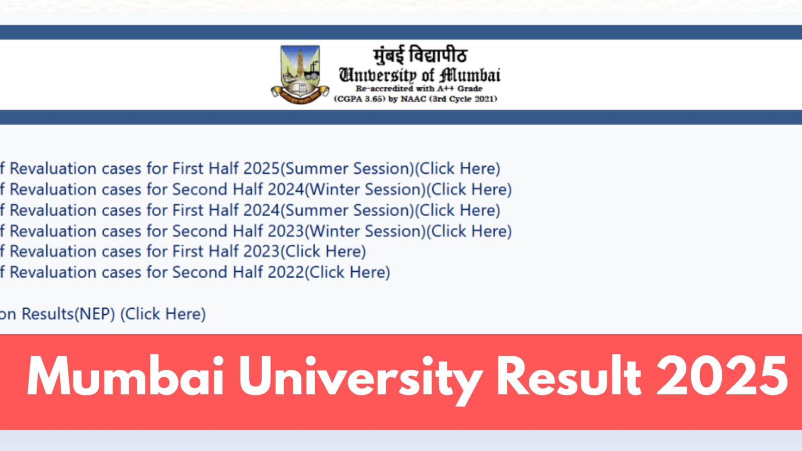 Mumbai University Result 2025 Declared Check UG & PG Semester Results at mu.ac.in